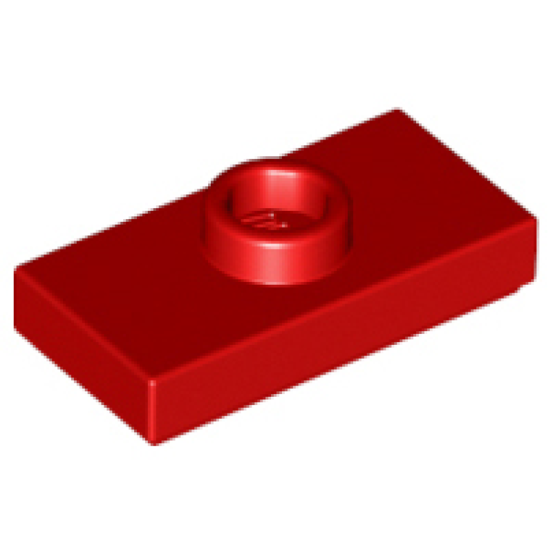 Plaat, Aangepast 1x2 met 1 nop met groef en nophouder aan binnenkant (Jumper) Red